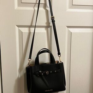 Michael Kors Black Leather Project Cross-body with Gold Hardware